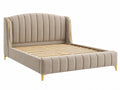 Letto Matrimoniale - 160x200cm - Velluto Beige - Stile Moderno