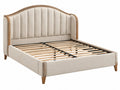 Letto Matrimoniale Imbottito - 160x200 cm Struttura in Legno Tessuto Beige