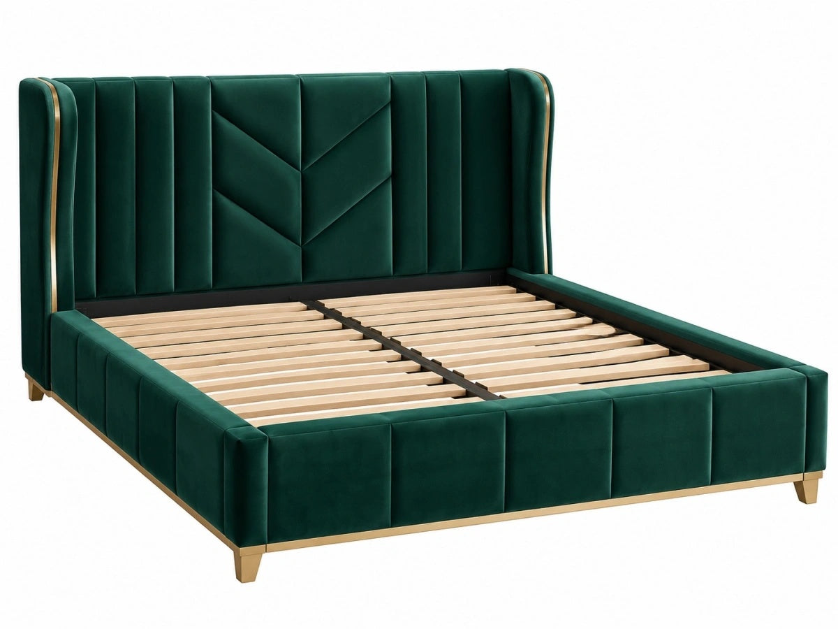 Letto Matrimoniale Velluto Verde - Design Moderno