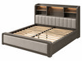 Letto matrimoniale con scaffali - Legno grigio moderno