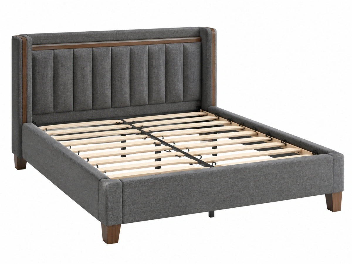 Letto Matrimoniale - Tessuto Grigio - Moderno