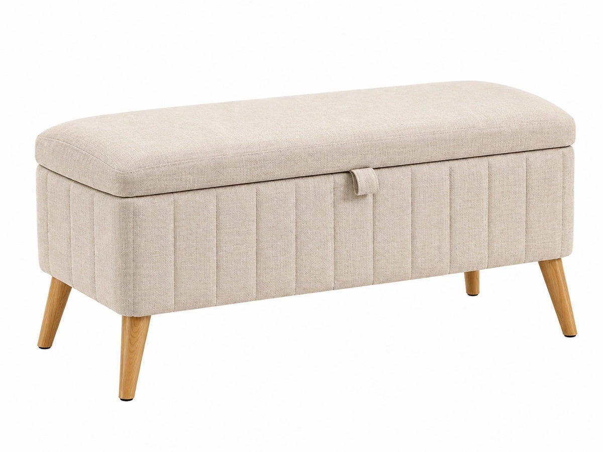 Panca Contenitore in Tessuto 98cm Beige Moderno