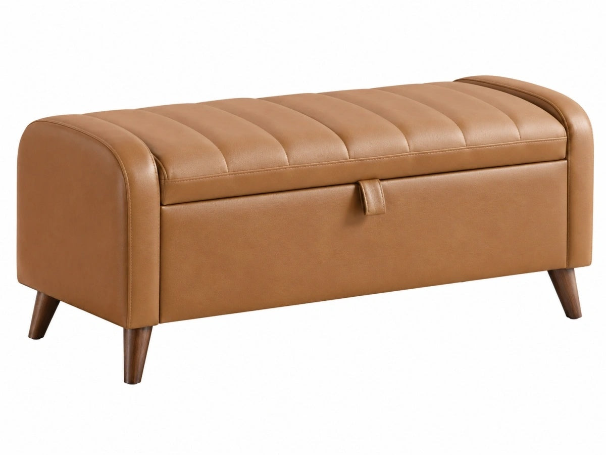 Panca Contenitore 95cm Pelle Sintetica Marrone Moderno