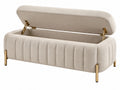 Panca Contenitore Imbottita Tessuto Beige - Moderna