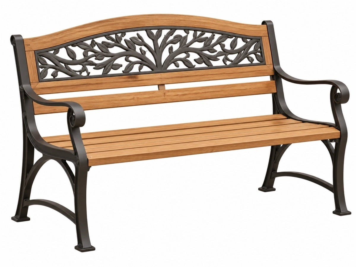 Panchina da Giardino in Legno e Metallo - Decorativa e Resistente