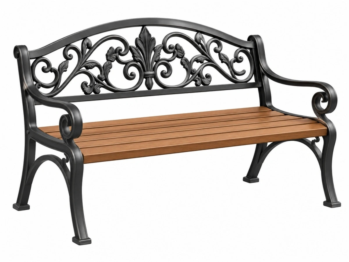 Panchina da Giardino in Metallo e Legno Stile Classico