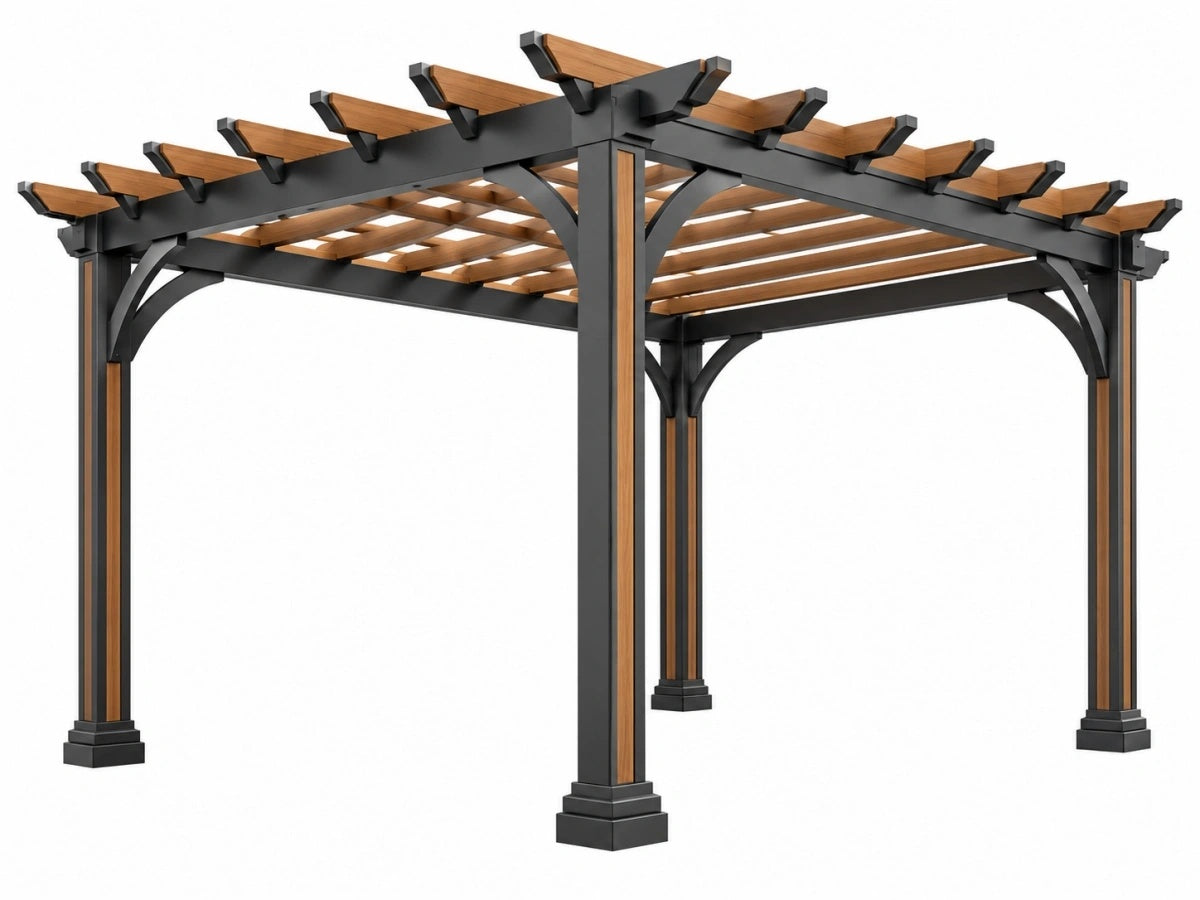 Pergola da Giardino Acciaio/Legno - Struttura Robusta Esterno
