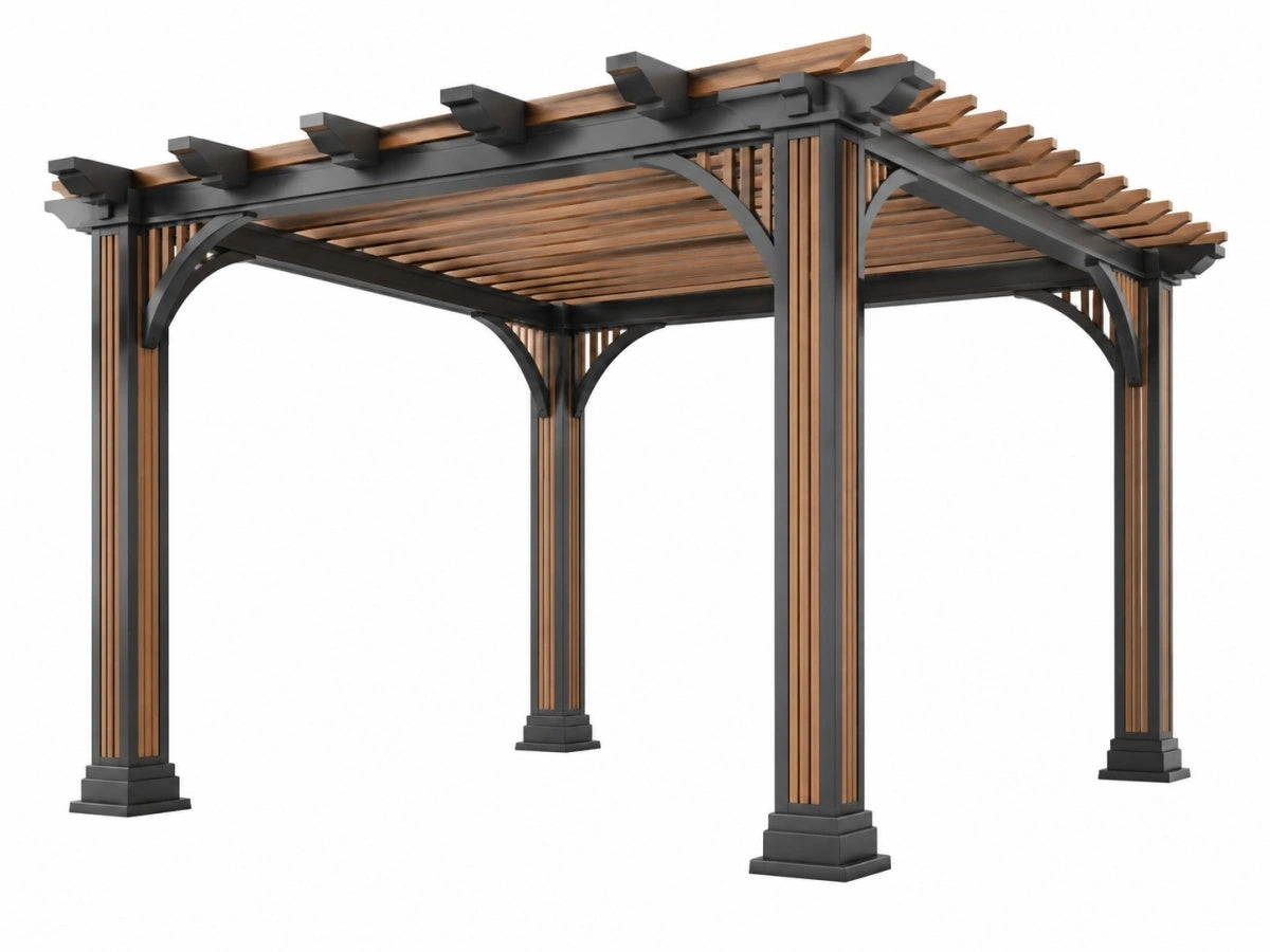 Pergola da Giardino 300x300x240cm Metallo/Legno Moderno