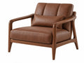 Poltrona in Legno e Pelle - Marrone - Design Moderno