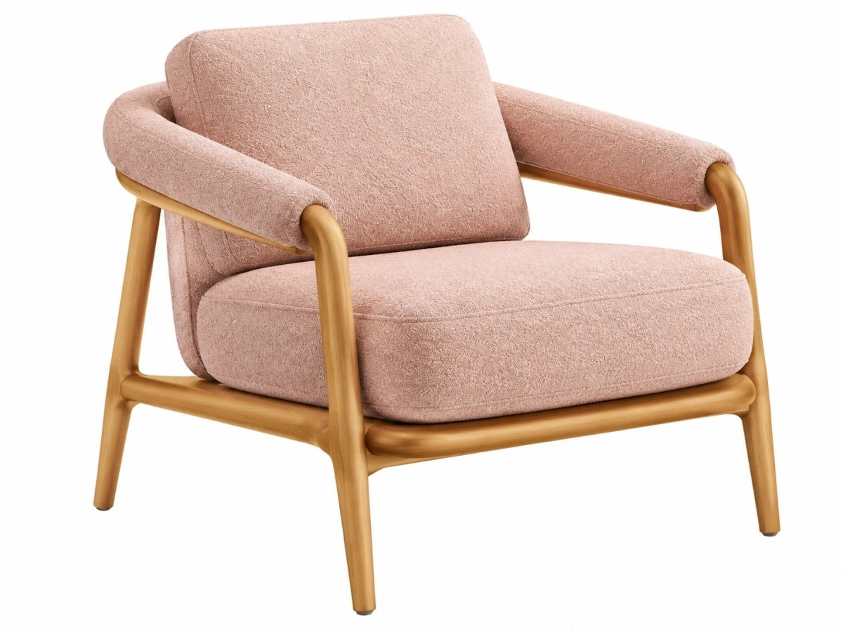 Poltrona Imbottita Tessuto Rosa - Moderno Relax Soggiorno