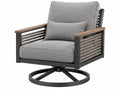 Poltrona Girevole da Giardino - Metallo/Legno/Grigio - Moderna