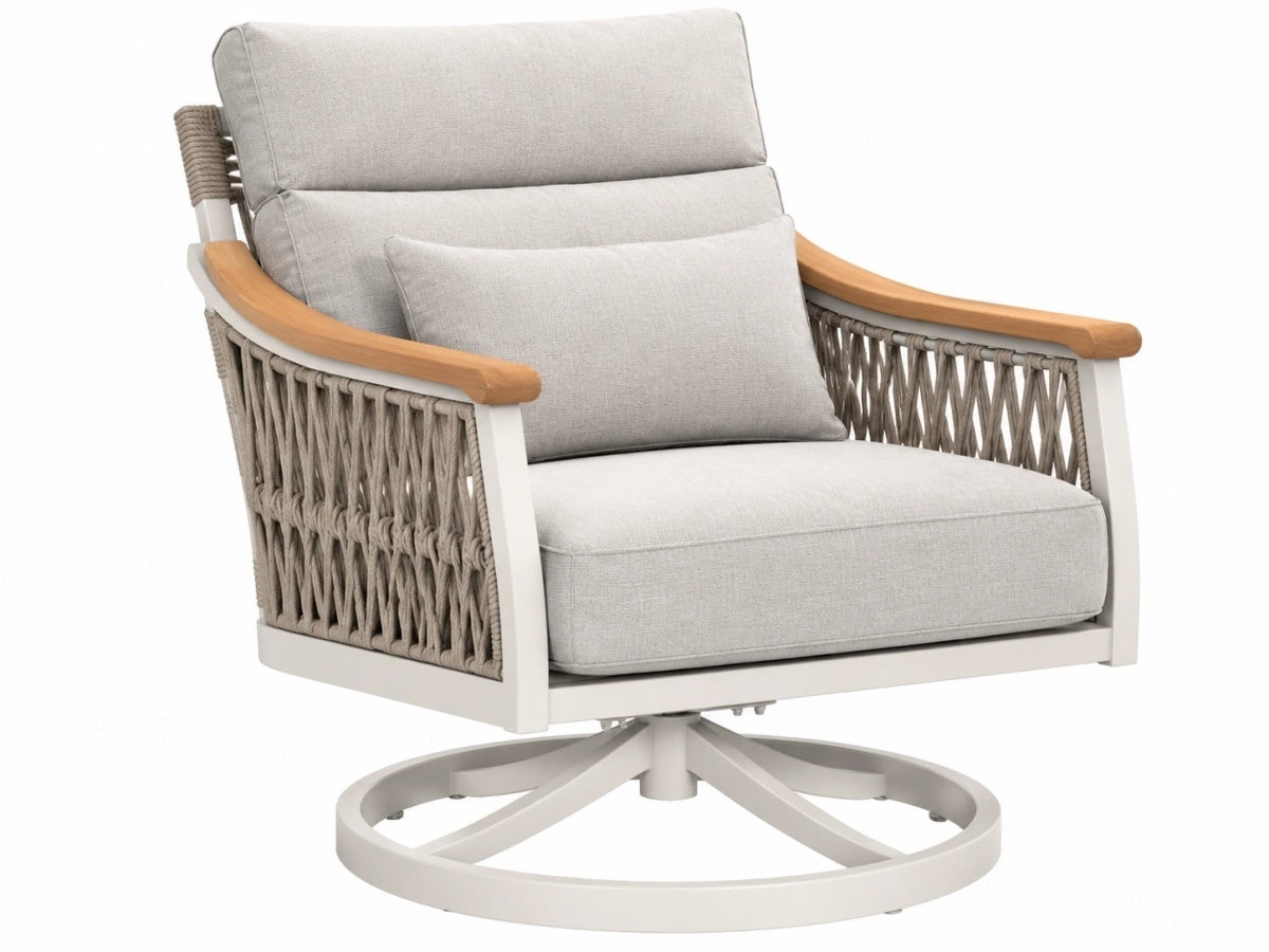 Poltrona Girevole - Grigio Tessuto/Legno/Metallo