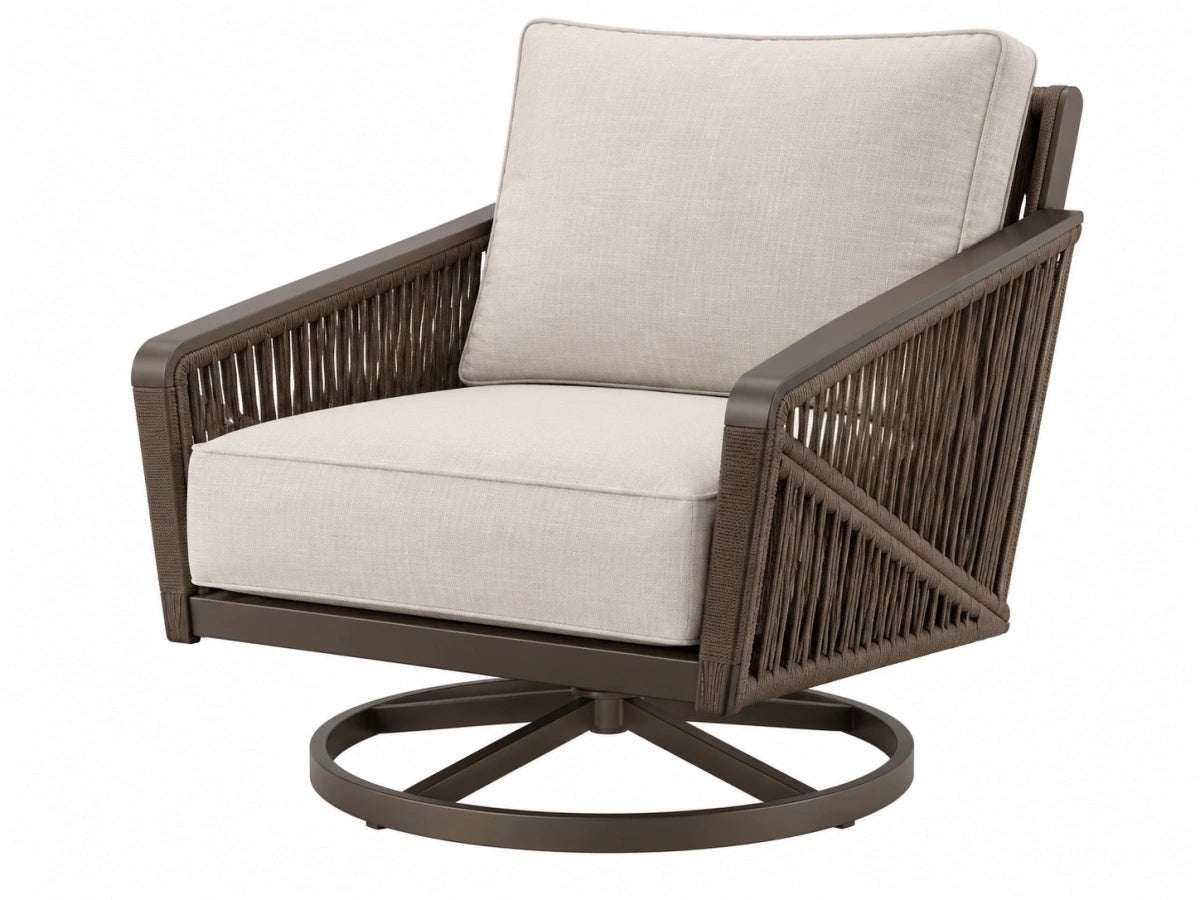 Poltrona Girevole Outdoor - Tessuto/Marrone - Moderno