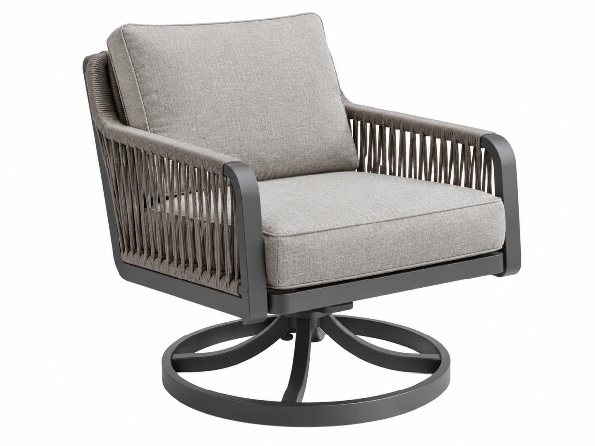 Poltrona da Giardino in Metallo Grigio Girevole - Stile Moderno